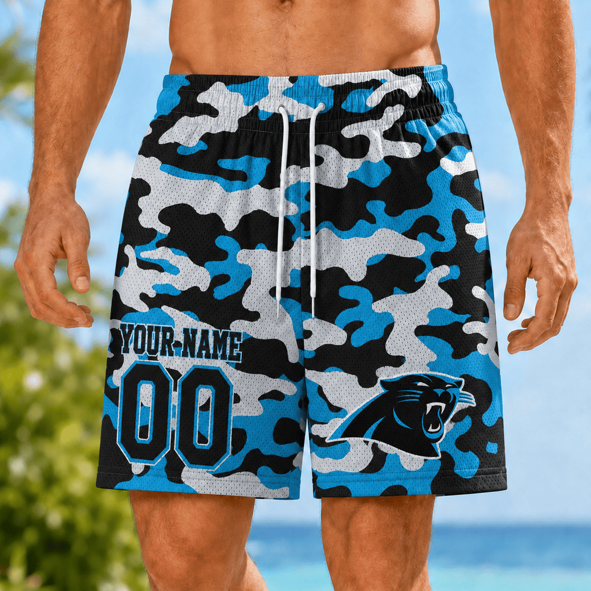 [TOUCHDOWN DEAL] NEW CUSTOMIZED NFL23 CLP CAROLINA PANTHERS SHORT PANTS