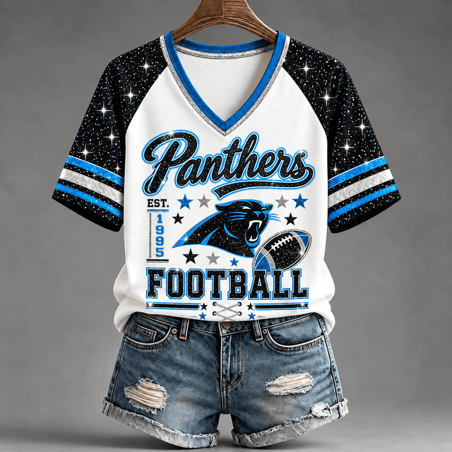 [TOUCHDOWN DEAL] NEW CUSTOMIZED NFL23 CLP THE PANTHERS BUC-EE'S V-NECK FEMALE SHIRT