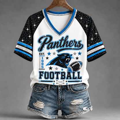 [TOUCHDOWN DEAL] NEW CUSTOMIZED NFL23 CLP THE PANTHERS BUC-EE'S V-NECK FEMALE SHIRT