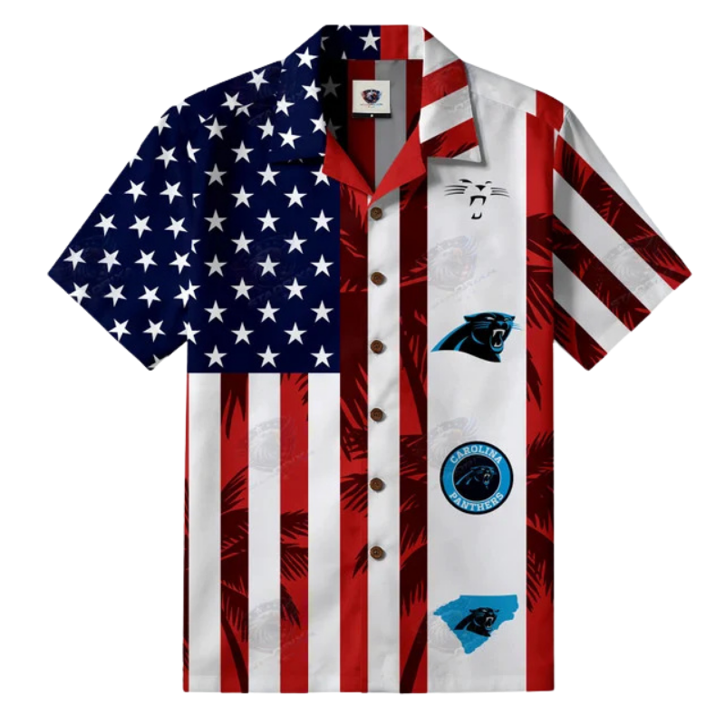 [TOUCHDOWN DEAL] NEW CUSTOMIZED NFL23 CLP CAROLINA PANTHERS PATRIOTIC 250 USA HAWAIIAN SHIRT