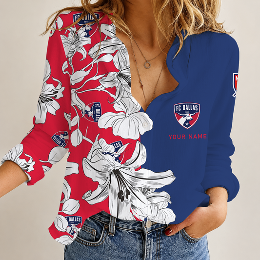 [GOAL DEAL] NEW CUSTOMIZED MLS23 FCD FC DALLAS WOMEN CASUAL SHIRT