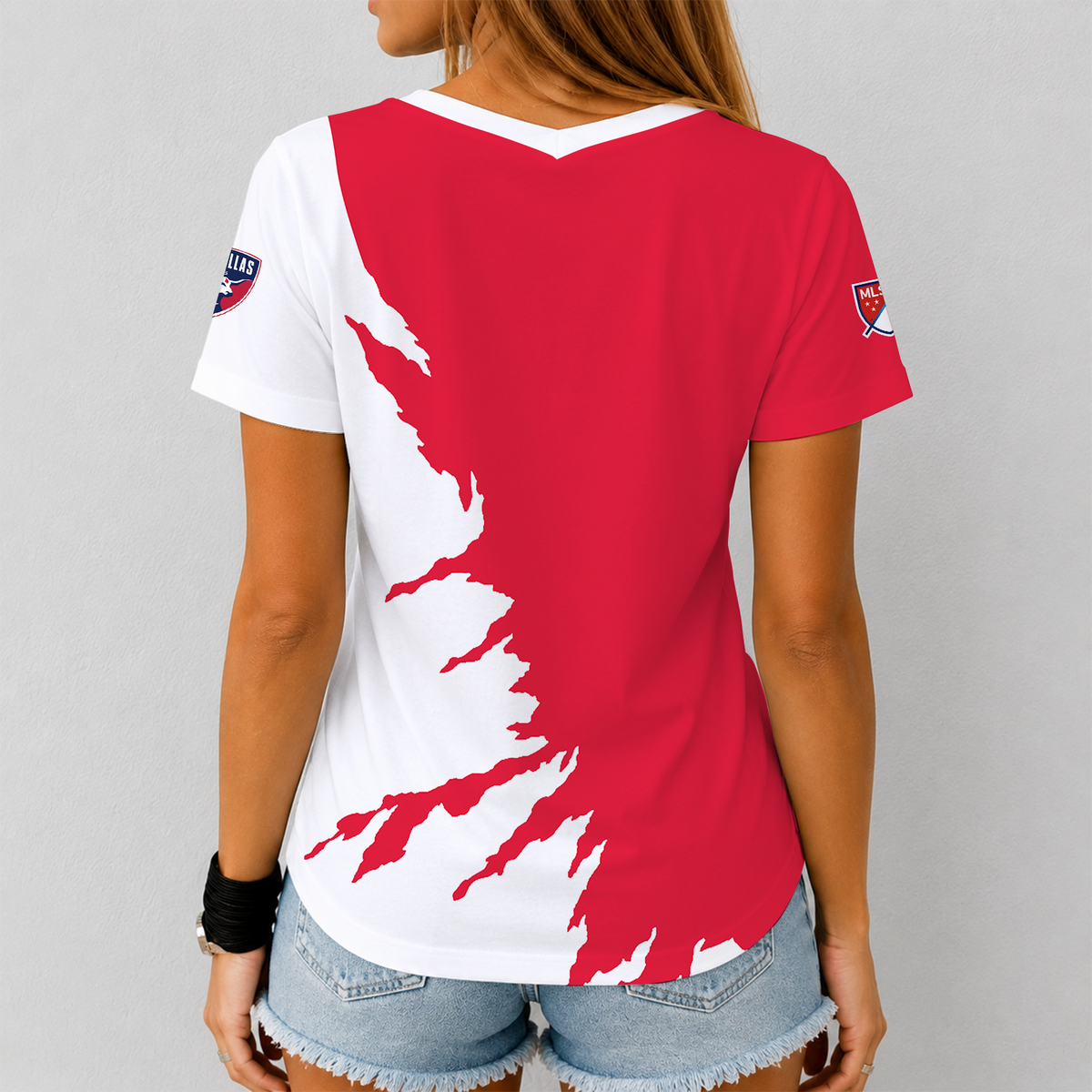 [GOAL DEAL] NEW CUSTOMIZED MLS23 FCD FC DALLAS V-NECK FEMALE SHIRT