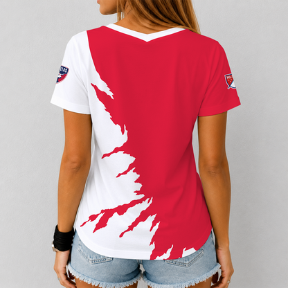 [GOAL DEAL] NEW CUSTOMIZED MLS23 FCD FC DALLAS V-NECK FEMALE SHIRT