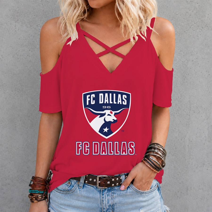 [GOAL DEAL] NEW CUSTOMIZED MLS23 FCD FC DALLAS CRISS CROSS V-NECK TOP