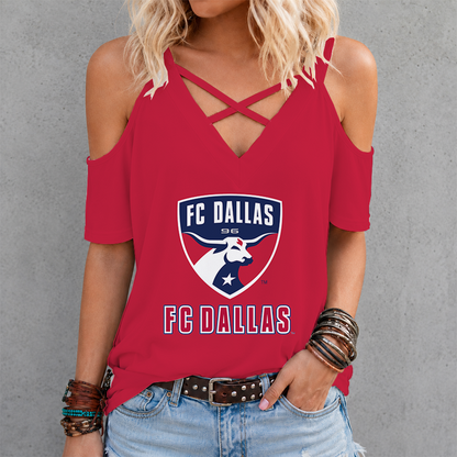 [GOAL DEAL] NEW CUSTOMIZED MLS23 FCD FC DALLAS CRISS CROSS V-NECK TOP