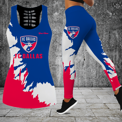 [GOAL DEAL] NEW CUSTOMIZED MLS23 FCD FC DALLAS HOLLOW TANK TOP & LEGGINGS SET