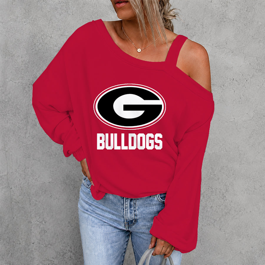 [HOMERUN DEAL] NEW CUSTOMIZED NCAA CWS23 GEB GEORGIA BULLDOGS WOMEN'S OFF-SHOULDER LONG SLEEVE SHIRT