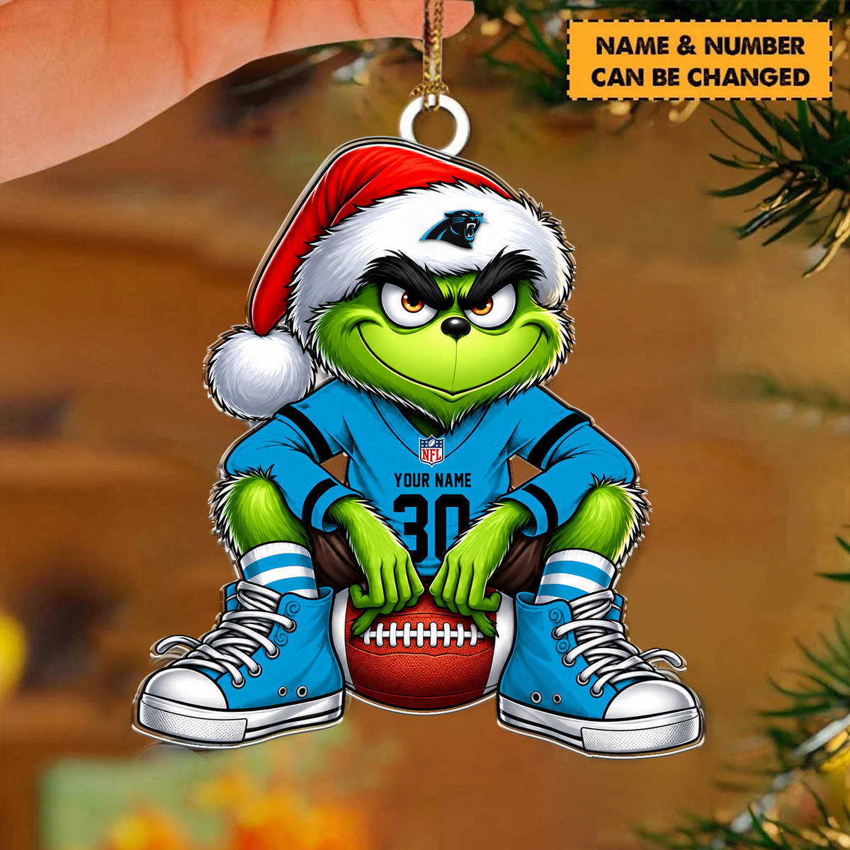 [TOUCHDOWN DEAL] NEW CUSTOMIZED NFL23 CLP CAROLINA PANTHERS CHRISTMAS ACRYLIC ORNAMENT