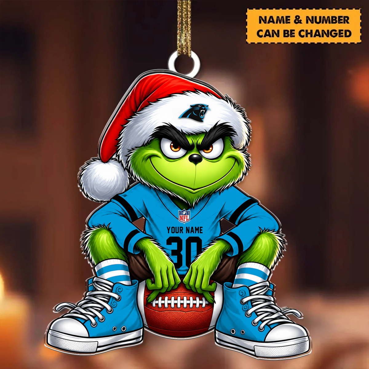 [TOUCHDOWN DEAL] NEW CUSTOMIZED NFL23 CLP CAROLINA PANTHERS CHRISTMAS ACRYLIC ORNAMENT