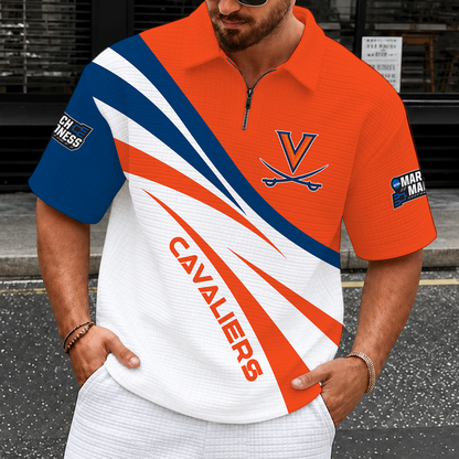 [SLAM DUNK DEAL] NEW CUSTOMIZED NCAA MAM23 VIC VIRGINIA CAVALIERS QUARTER-ZIP POLO SHIRT