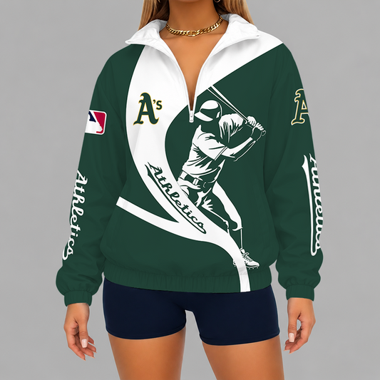 [HOMERUN DEAL] NEW CUSTOMIZED MLB23 OAS OAKLAND ATHLETICS V-NECK ZIPPER SWEATSHIRT JACKET