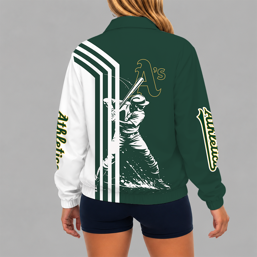 [HOMERUN DEAL] NEW CUSTOMIZED MLB23 OAS OAKLAND ATHLETICS V-NECK ZIPPER SWEATSHIRT JACKET