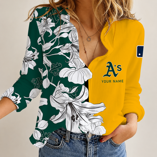 [HOMERUN DEAL] NEW CUSTOMIZED MLB23 OAS OAKLAND ATHLETICS WOMEN CASUAL SHIRT