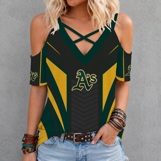 [HOMERUN DEAL] NEW CUSTOMIZED MLB23 OAS OAKLAND ATHLETICS CRISS CROSS V-NECK TOP
