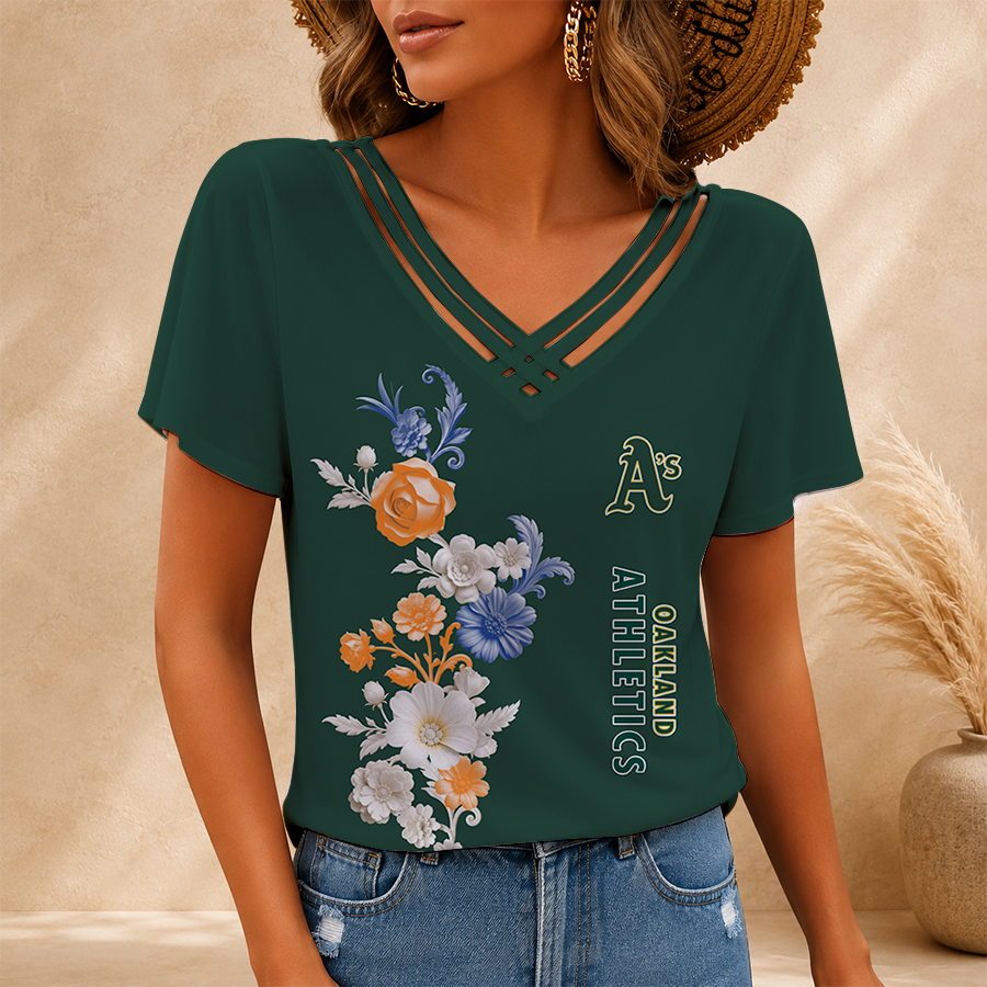 [HOMERUN DEAL] NEW CUSTOMIZED MLB23 OAS OAKLAND ATHLETICS V-NECK SHIRT