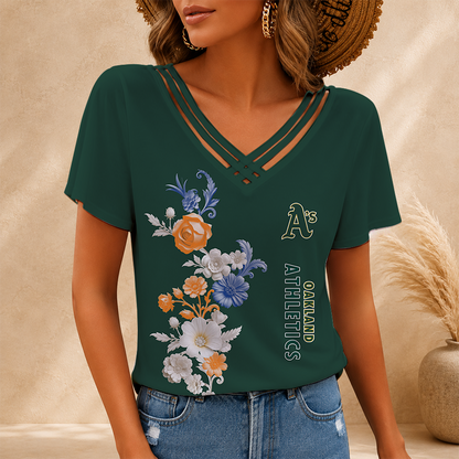 [HOMERUN DEAL] NEW CUSTOMIZED MLB23 OAS OAKLAND ATHLETICS V-NECK SHIRT