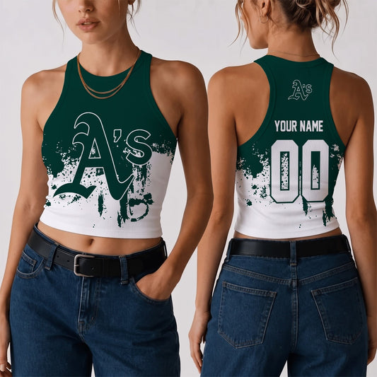 [HOMERUN DEAL] NEW CUSTOMIZED MLB23 OAS THE ATHLETICS WOMEN'S CROP TOP