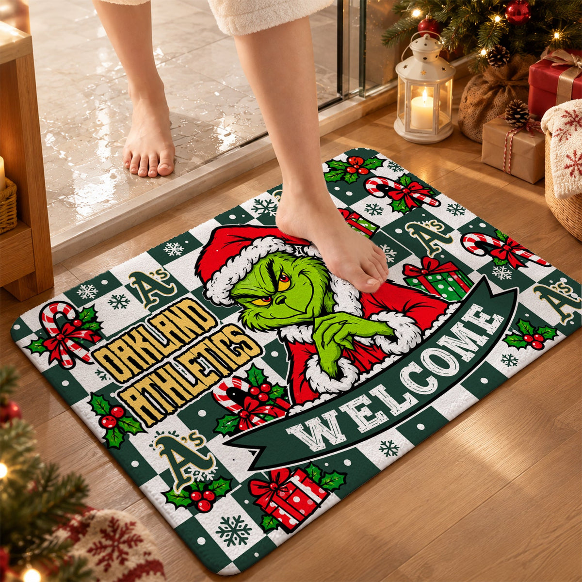 [HOMERUN DEAL] NEW CUSTOMIZED MLB23 OAS THE ATHLETICS FLOOR MAT & DOOR MAT