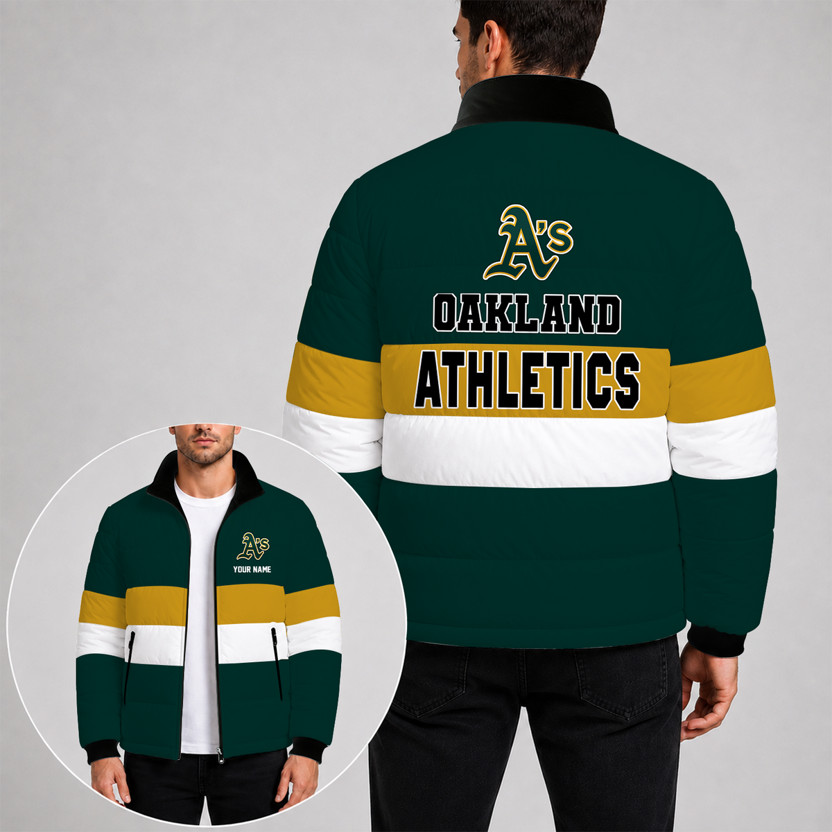 [HOMERUN DEAL] NEW CUSTOMIZED MLB 23 THE ATHLETICS PUFFER JACKET