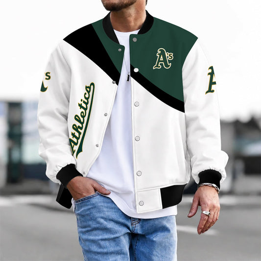 [HOMERUN DEAL] NEW CUSTOMIZED MLB23 OAS OAKLAND ATHLETICS SATIN VARSITY & BASEBALL JACKET