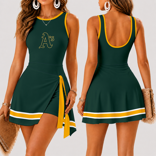 [HOMERUN DEAL] NEW CUSTOMIZED MLB23 OAS OAKLAND ATHLETICS WOMEN'S SUMMER SKORT DRESS