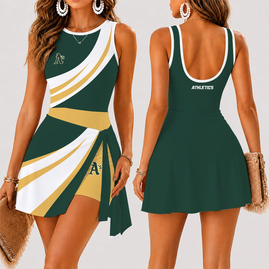 [HOMERUN DEAL] NEW CUSTOMIZED MLB23 OAS OAKLAND ATHLETICS WOMEN'S SUMMER SKORT DRESS