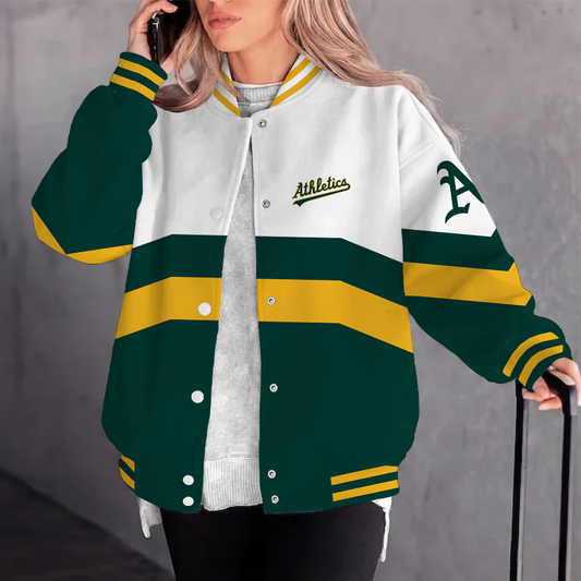 [HOMERUN DEAL] NEW CUSTOMIZED MLB23 OAS OAKLAND ATHLETICS SATIN VARSITY & BASEBALL JACKET