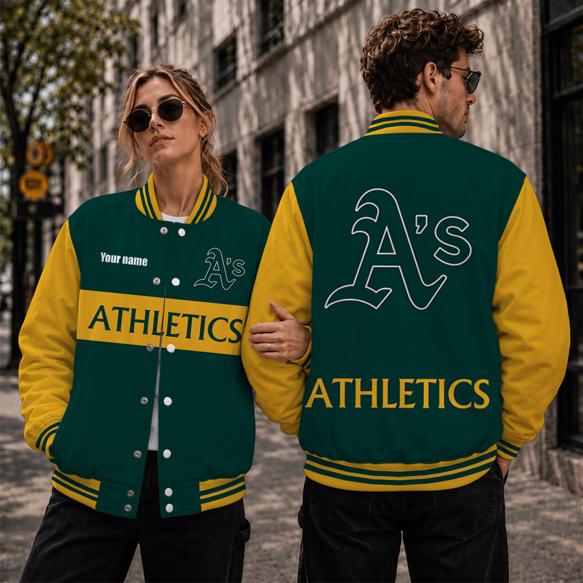 [HOMERUN DEAL] NEW CUSTOMIZED MLB23 OAS OAKLAND ATHLETICS SATIN VARSITY & BASEBALL JACKET