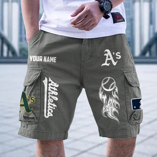 [HOMERUN DEAL] NEW CUSTOMIZED MLB23 OAS OAKLAND ATHLETICS MEN'S CARGO SHORTS