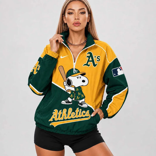 [HOMERUN DEAL] NEW CUSTOMIZED MLB23 OAS OAKLAND ATHLETICS V-NECK ZIPPER SWEATSHIRT JACKET