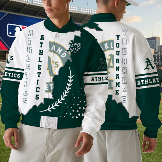[HOMERUN DEAL] NEW CUSTOMIZED MLB23 OAS OAKLAND ATHLETICS SATIN VARSITY & BASEBALL JACKET