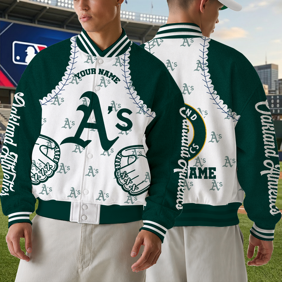 [HOMERUN DEAL] NEW CUSTOMIZED MLB23 OAS OAKLAND ATHLETICS SATIN VARSITY & BASEBALL JACKET