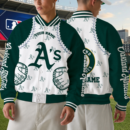 [HOMERUN DEAL] NEW CUSTOMIZED MLB23 OAS OAKLAND ATHLETICS SATIN VARSITY & BASEBALL JACKET