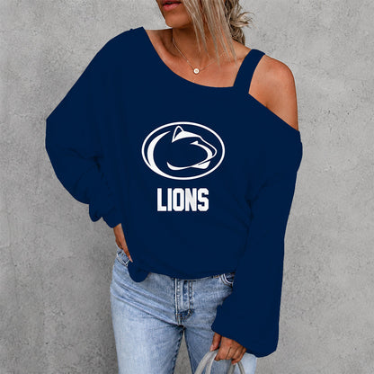 [TOUCHDOWN DEAL] NEW CUSTOMIZED NCAA FBS23 PNL PENN STATE NITTANY LIONS WOMEN'S OFF-SHOULDER LONG SLEEVE SHIRT