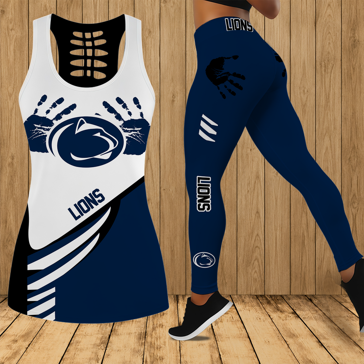 [TOUCHDOWN DEAL]NEW CUSTOMIZED NCAA FBS23 PNL PENN STATE NITTANY LIONS HOLLOW TANK TOP & LEGGINGS SET