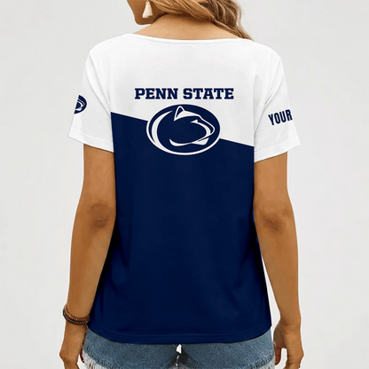 [FAN FAVORITE] NEW CUSTOMIZED NCAA FBS23 PNL PENN STATE NITTANY LIONS V-NECK FEMALE SHIRT