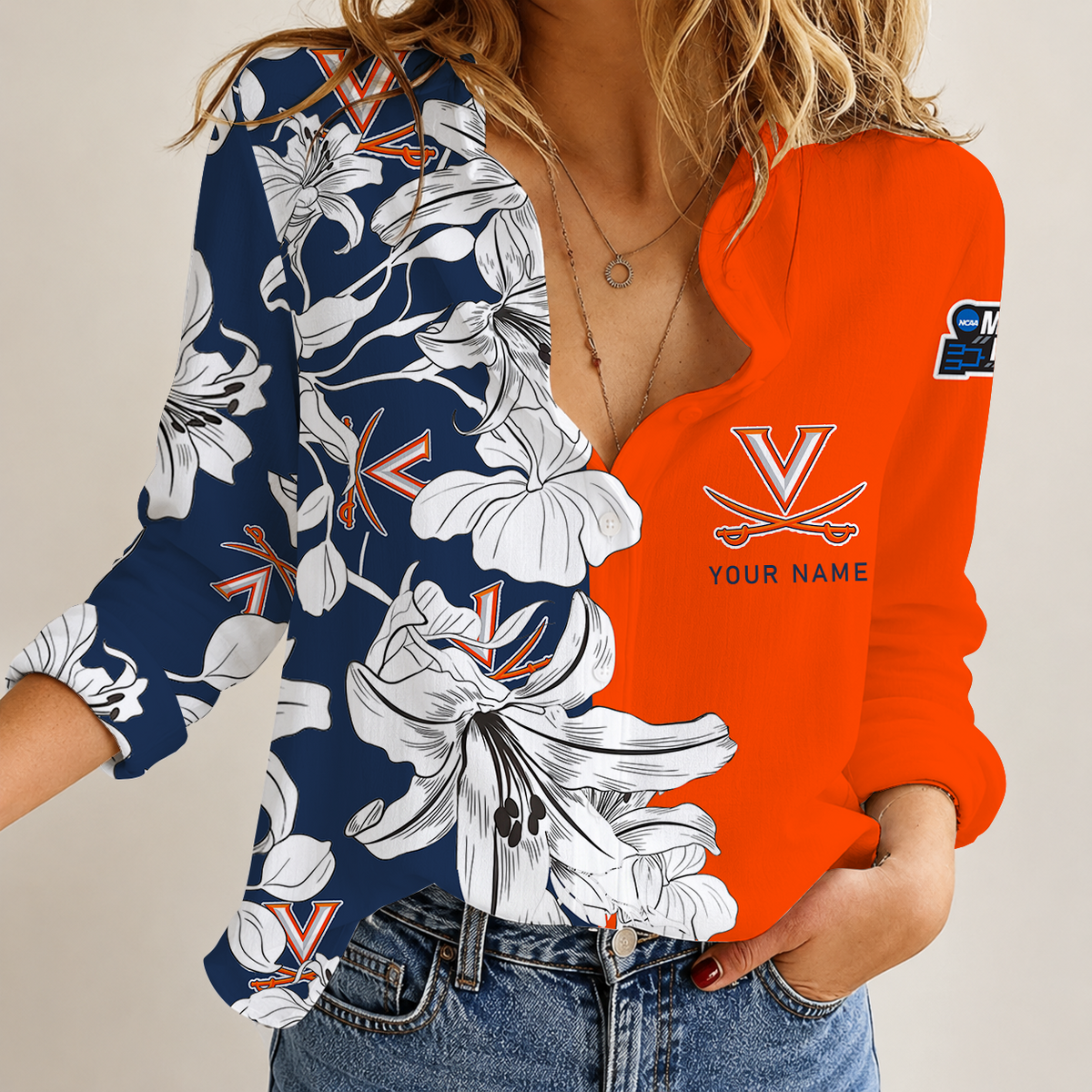 [SLAM DUNK DEAL] NEW CUSTOMIZED NCAA MAM23 VIC VIRGINIA CAVALIERS STRAPPY WOMEN CASUAL SHIRT