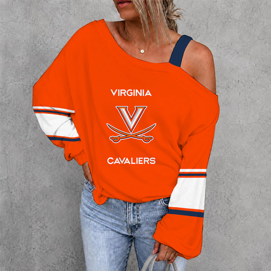 [SLAM DUNK DEAL] NEW CUSTOMIZED NCAA MAM23 VIC VIRGINIA CAVALIERS WOMEN'S OFF-SHOULDER LONG SLEEVE SHIRT