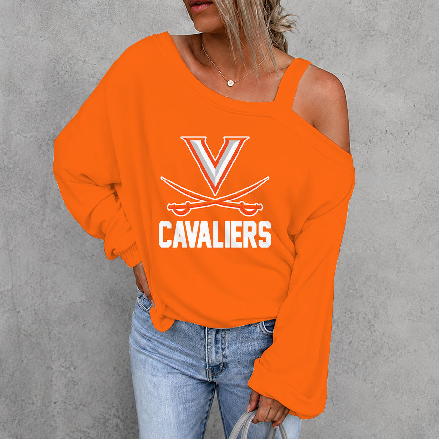 [SLAM DUNK DEAL] NEW CUSTOMIZED NCAA MAM23 VIC VIRGINIA CAVALIERS WOMEN'S OFF-SHOULDER LONG SLEEVE SHIRT