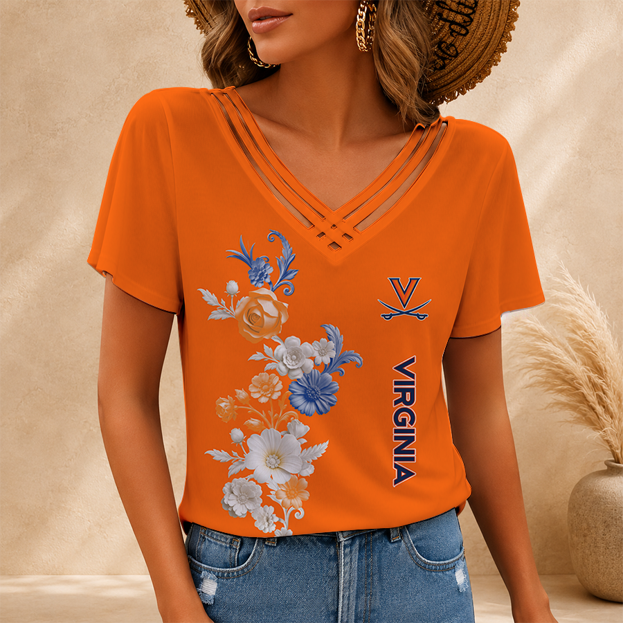 [SLAM DUNK DEAL] NEW CUSTOMIZED NCAA MAM23 VIC VIRGINIA CAVALIERS V-NECK SHIRT