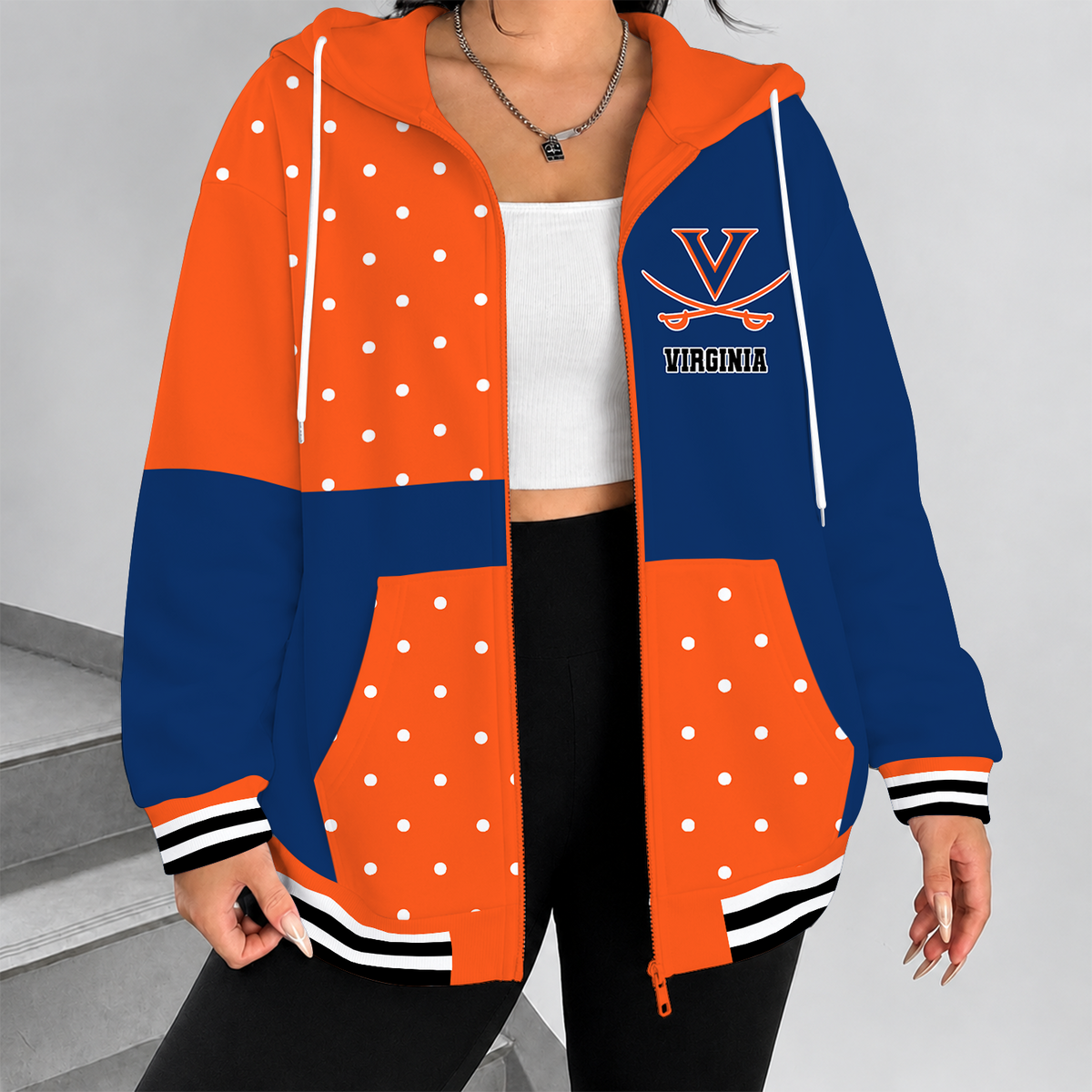[SLAM DUNK DEAL] NEW CUSTOMIZED NCAA MAM23 VIC VIRGINIA CAVALIERS STRAPPY ZIP HOODIE