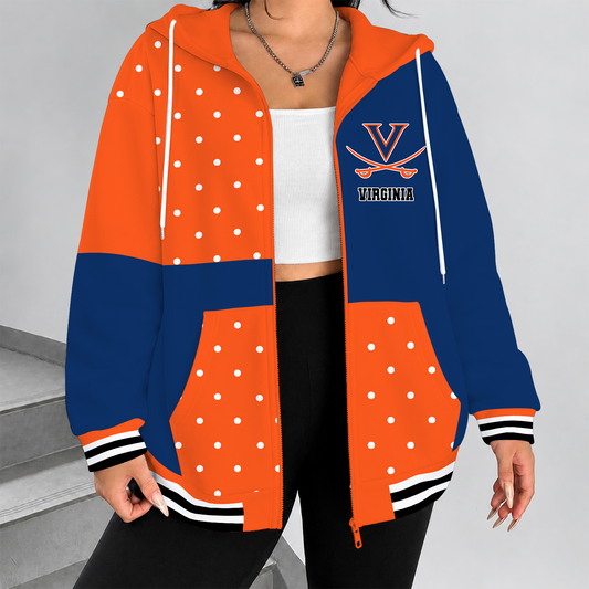 [SLAM DUNK DEAL] NEW CUSTOMIZED NCAA MAM23 VIC VIRGINIA CAVALIERS STRAPPY ZIP HOODIE