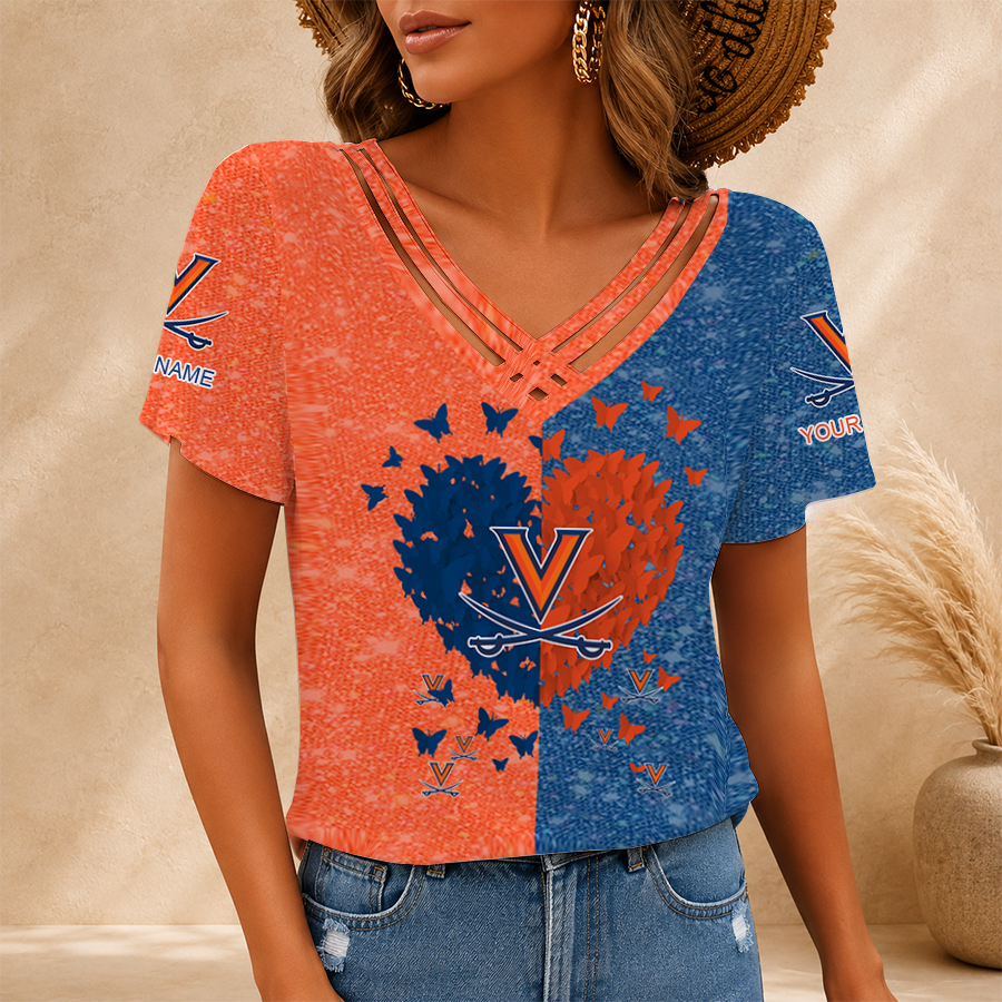 [SLAM DUNK DEAL] NEW CUSTOMIZED NCAA MAM23 VIC VIRGINIA CAVALIERS V-NECK SHIRT