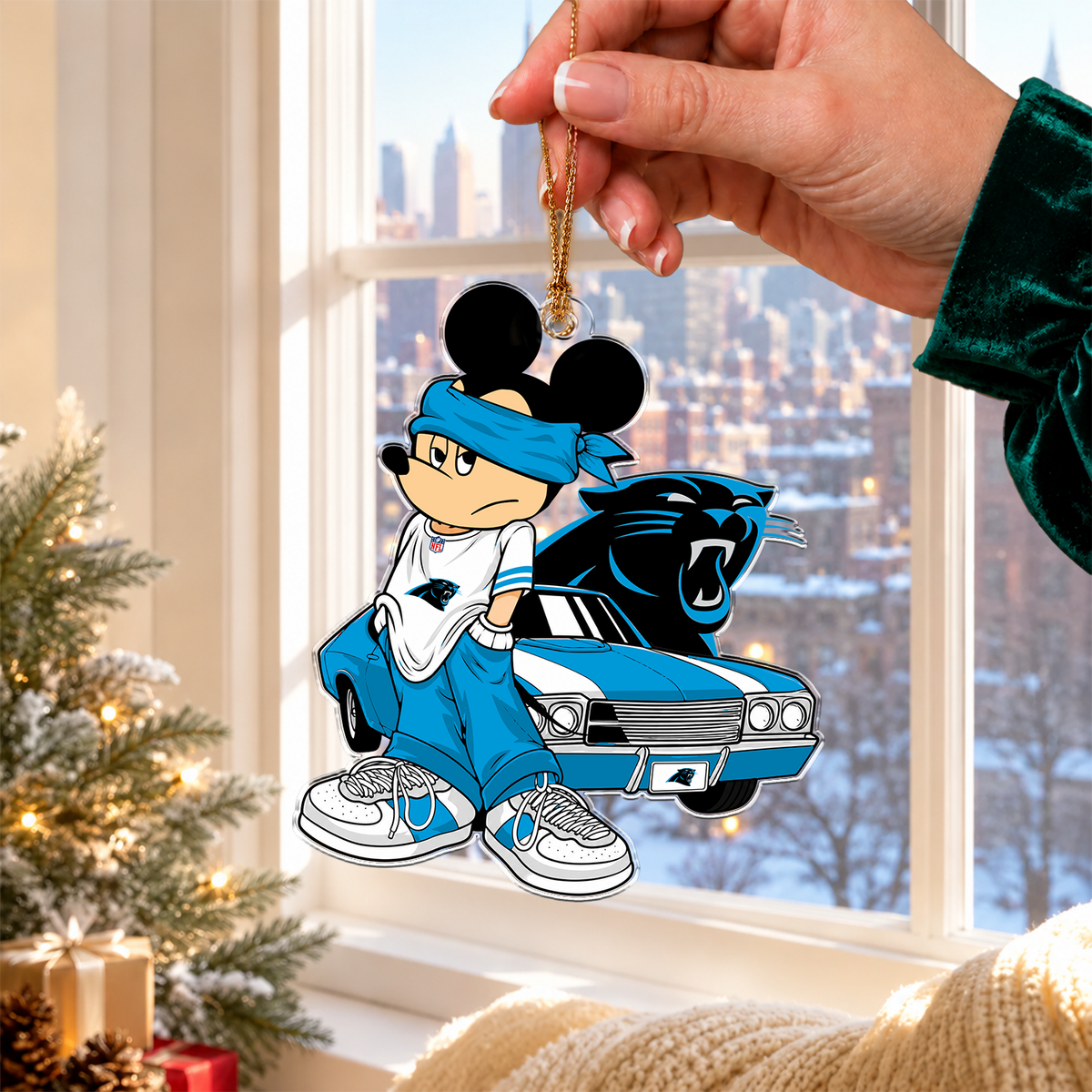 [TOUCHDOWN DEAL] NEW CUSTOMIZED NFL23 CLP CAROLINA PANTHERS CHRISTMAS ACRYLIC ORNAMENT