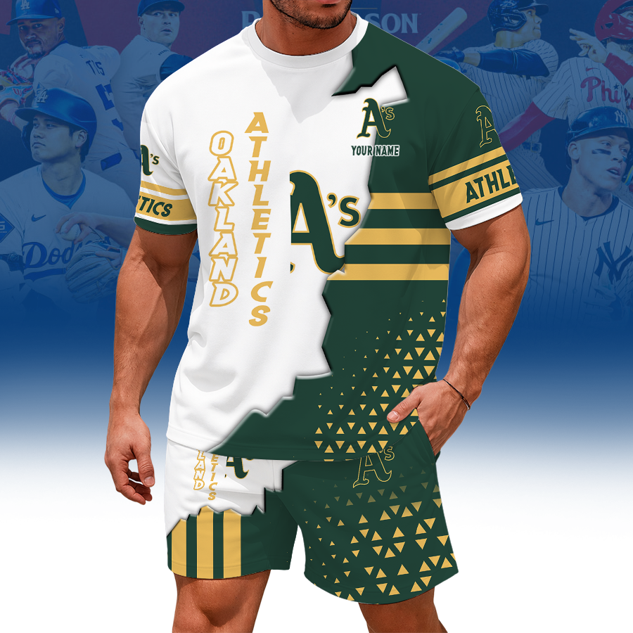 [HOMERUN DEAL] NEW CUSTOMIZED MLB23 OAS OAKLAND ATHLETICS UNISEX T-SHIRT & SHORTS SET