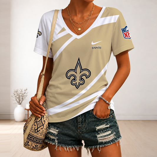 [TOUCHDOWN DEAL] NEW CUSTOMIZED NFL24 NOS NEW ORLEANS SAINTS V-NECK FEMALE SHIRT
