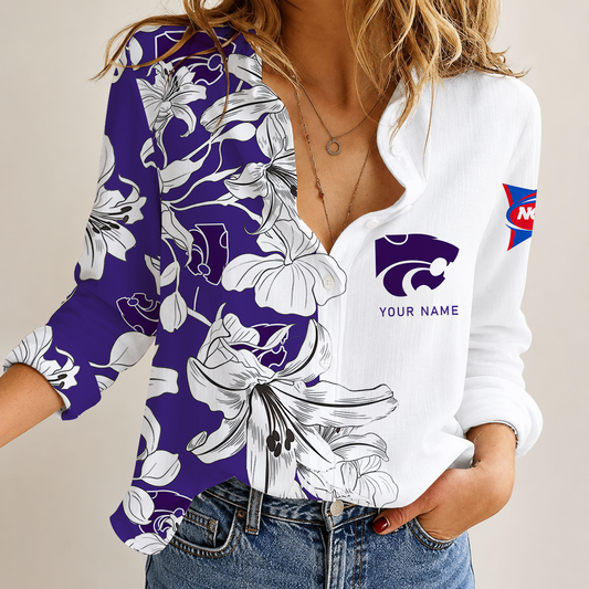 [TOUCHDOWN DEAL] NEW CUSTOMIZED NCAA FBS24 KSW KANSAS STATE WILDCATS WOMEN CASUAL SHIRT