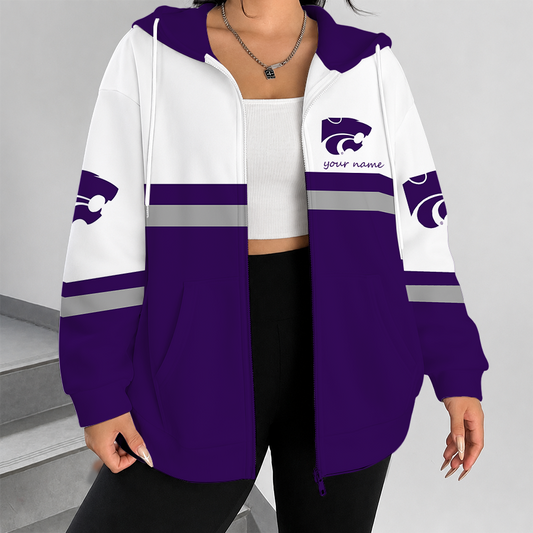 [TOUCHDOWN DEAL] NEW CUSTOMIZED NCAA FBS24 KSW KANSAS STATE WILDCATS ZIP HOODIE