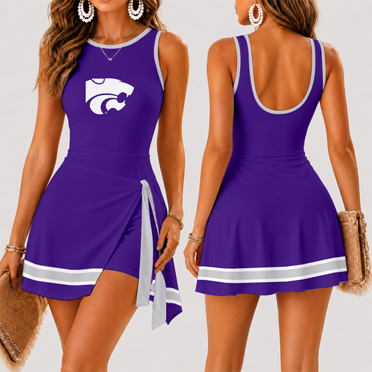 [TOUCHDOWN DEAL] NEW CUSTOMIZED NCAA FBS24 KSW KANSAS STATE WILDCATS WOMEN'S SUMMER SKORT DRESS