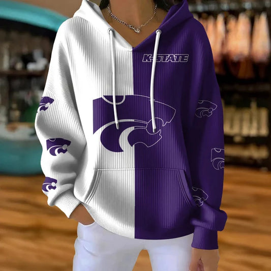 [TOUCHDOWN DEAL] NEW CUSTOMIZED NCAA FBS24 KSW KANSAS STATE WILDCATS RIBBED HOODIE & SWEATSHIRT